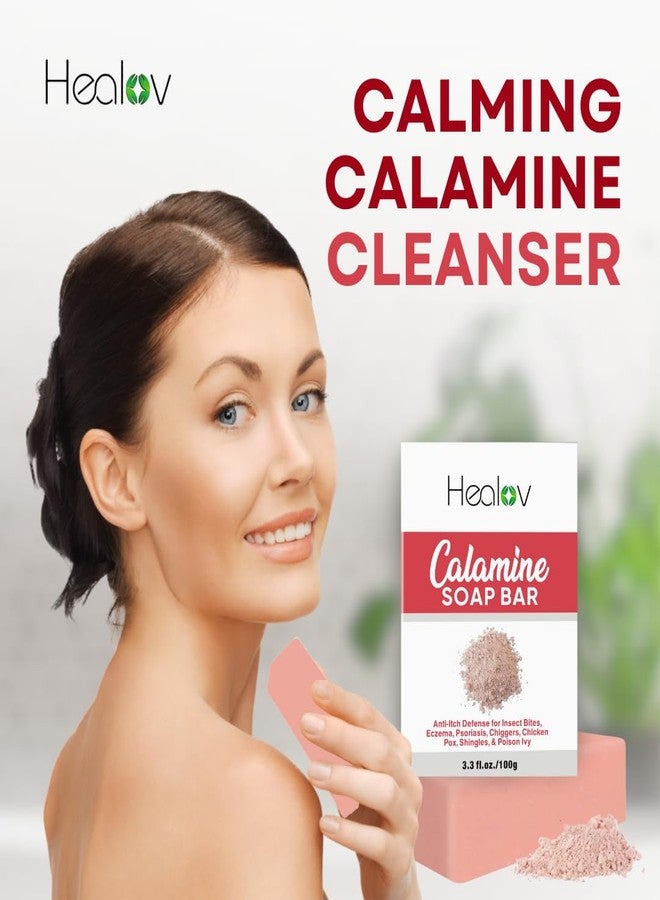 هيربلوڤ صابون هيربلوف كالامين - غسول طبيعي نقي لتخفيف الحكة فورًا - صابون كالامين مهدئ للبشرة المتهيجة، لدغات الحشرات، الأكزيما، طفح اللبلاب السام، جدري الماء - غسول نقي مضاد للحكة للوجه والجسم - Image 3